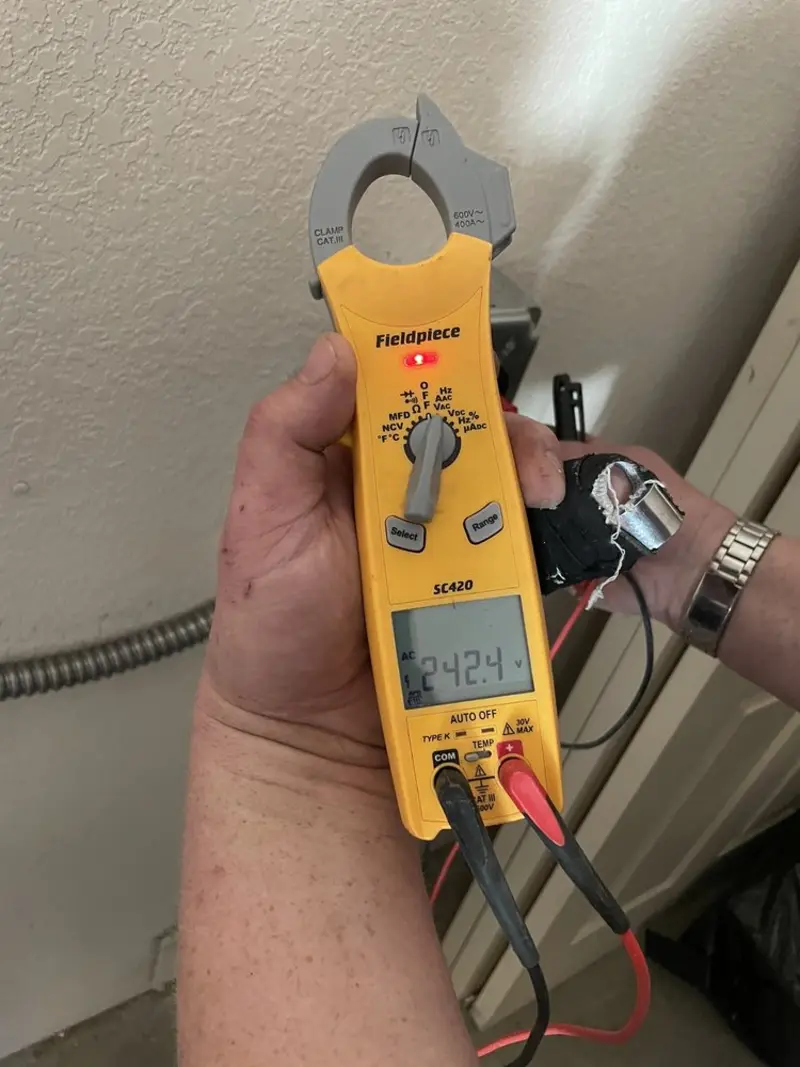 Voltage testing with clamp meter during Electrical Installation Services in Winthrop